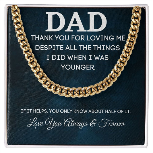 For A Special Dad. Cuban Link Chain Necklace Perfect For Father's Day, Birthday, Or Just Because!
