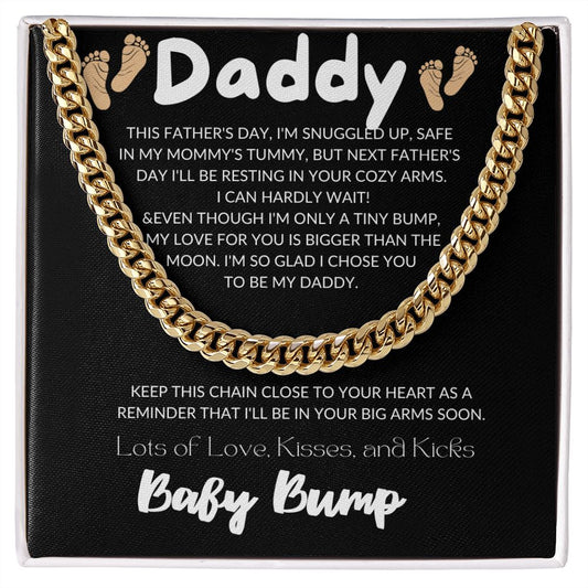 To The Best Dad, Cuban Link Chain Necklace, Perfect Gift For Any Dad-To-Be, Father's Day, Birthday, Or Just Because. Luxury, Mahogany Style Led Box Included