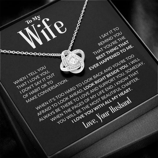 To My Wife, The Love Knot Necklace Gift For Her, Valentine's Day, Birthday Present, Anniversary