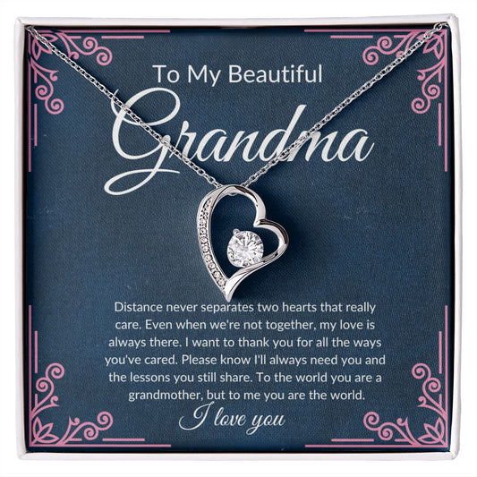 To My Beautiful Grandma-My Love Is Always There-Forever Love Heart Necklace